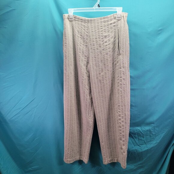 Clemente Textured Beige Pants Size 1 Rayon/Nylon Blend Elastic Waist Womens - Picture 1 of 10